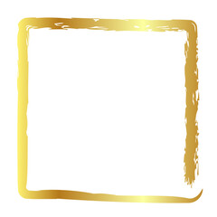 gold golden vector simple oval frame from crayon, at white background