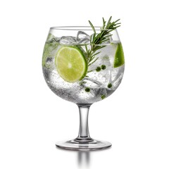 gin tonic cocktail isolated on white - obrazy, fototapety, plakaty