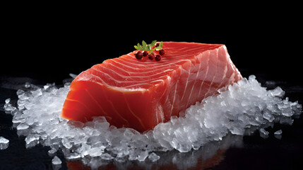 fresh tuna loin on crushed ice, fresh seafood sashimi, generative AI