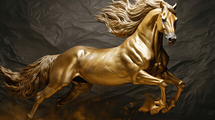 Golden Horse, digital ai art.