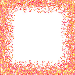 Red orange glowing glitter square frame on transparent background