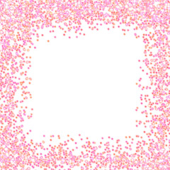 Pink glowing glitter square frame on transparent background