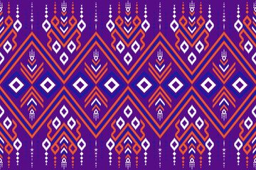 illustration traditional ikat seamless design, ethnic vector graphic art create from line and dimond shape. colorful pattern on purple background use for fashion, wallpaper, textile, mosaic