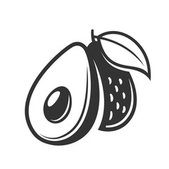 Vintage avocado icon isolated on white background. Vector illustration