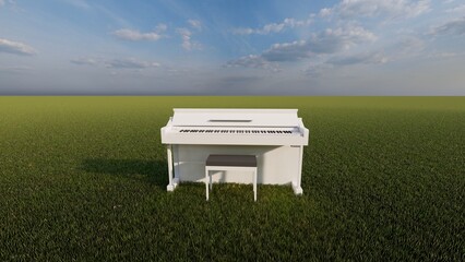 piano with nature background