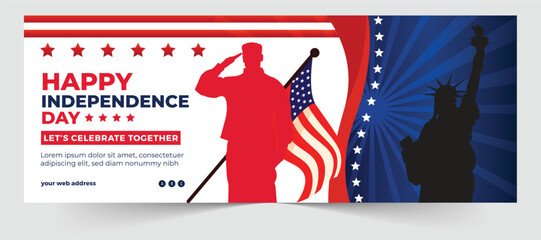 Independence Day USA 4th of July celebration template vector illustration banner post cover