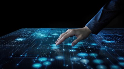Naklejka premium Data technology analytics on the virtual graph Created With Generative AI Technology