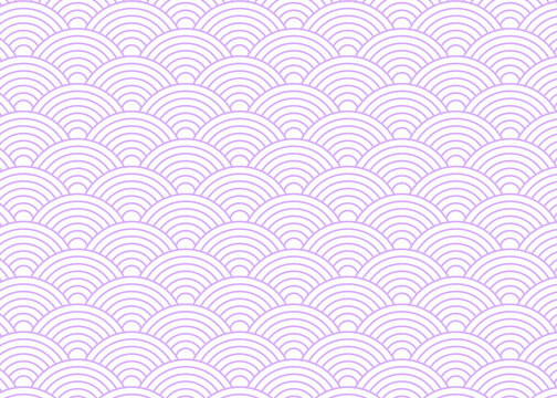 Traditional Japanese Seigaiha Wave Pattern Background in modern pastel liliac purple color
