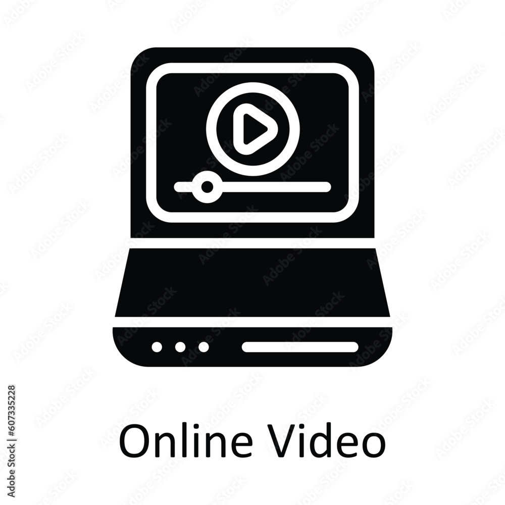 Poster online video vector solid icon design illustration. seo and web symbol on white background eps 10 fi
