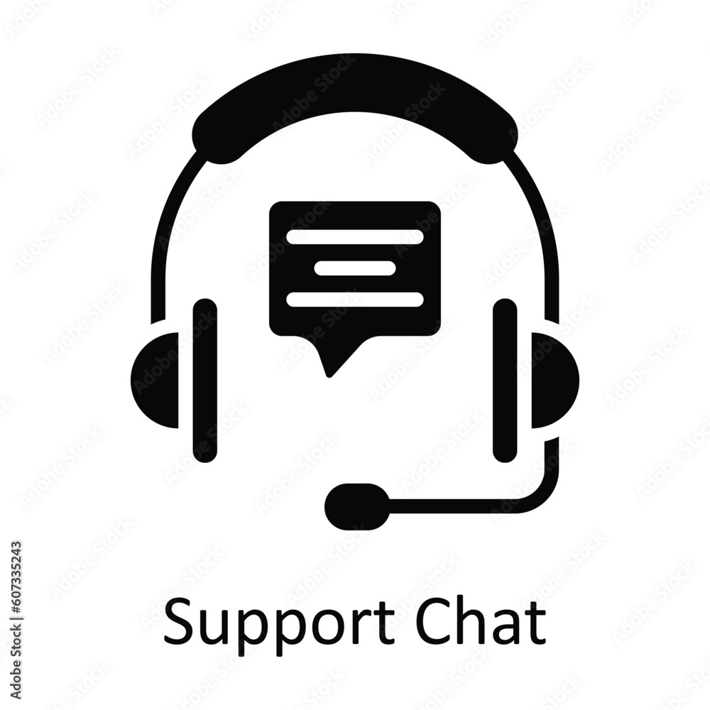 Poster Support Chat Vector Solid Icon Design illustration. Seo and web Symbol on White background EPS 10 File