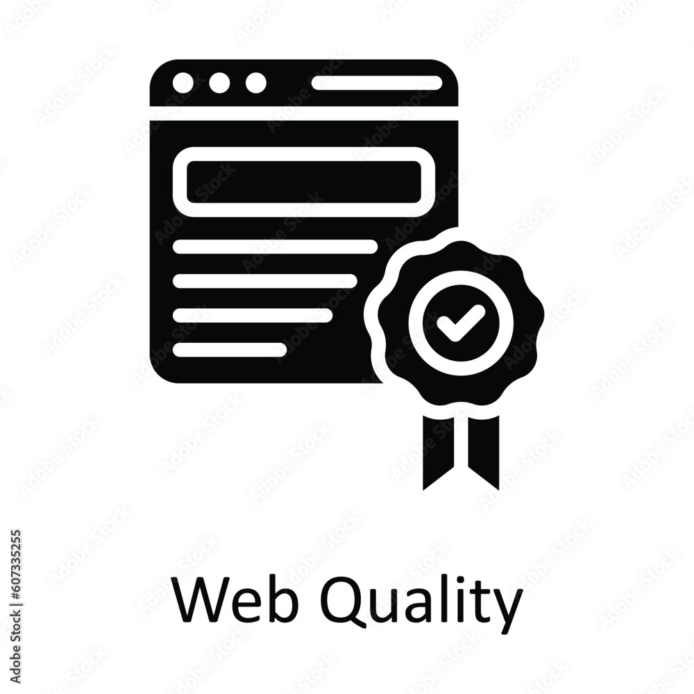 Aufkleber web quality vector solid icon design illustration. seo and web symbol on white background eps 10 fil