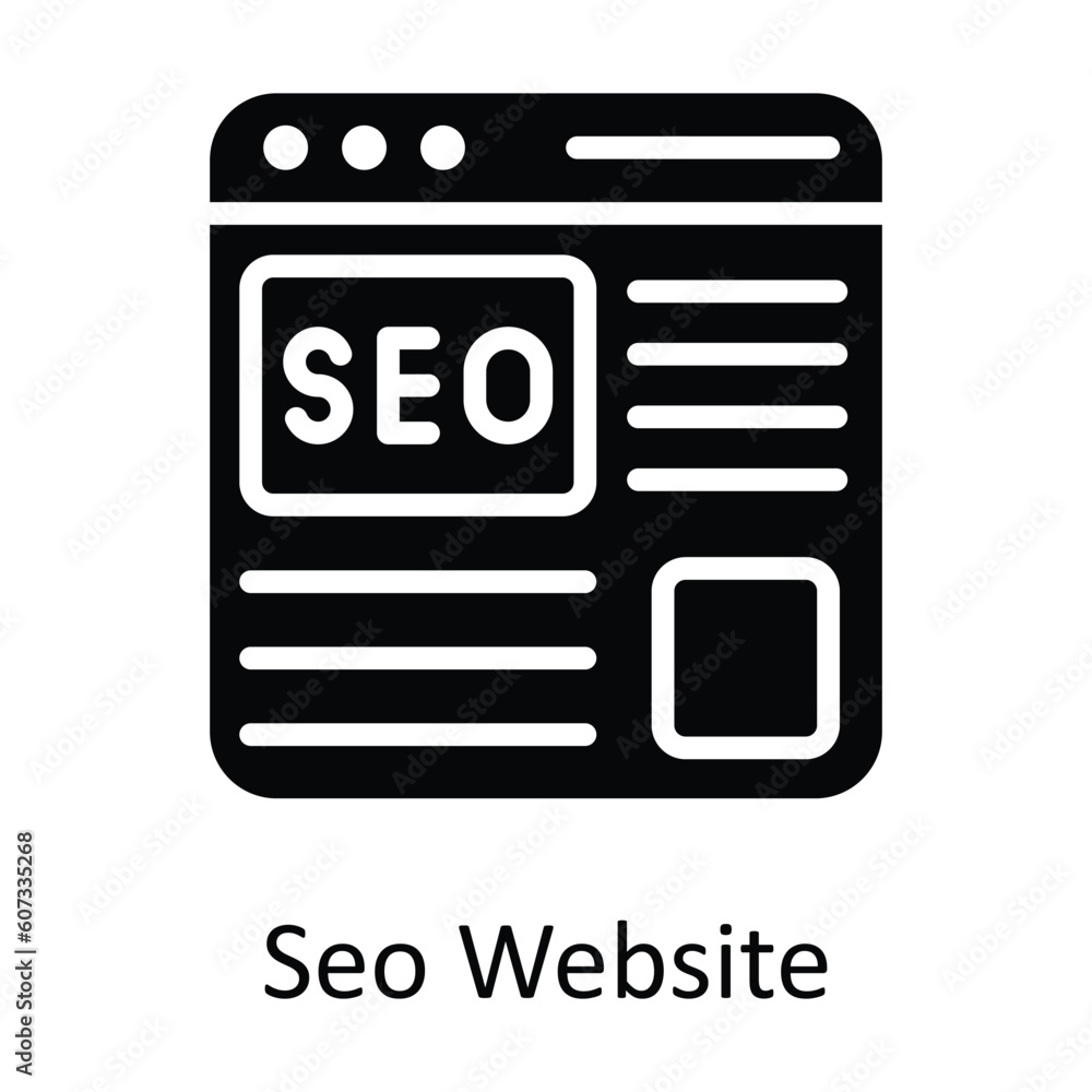 Poster seo website vector solid icon design illustration. seo and web symbol on white background eps 10 fil
