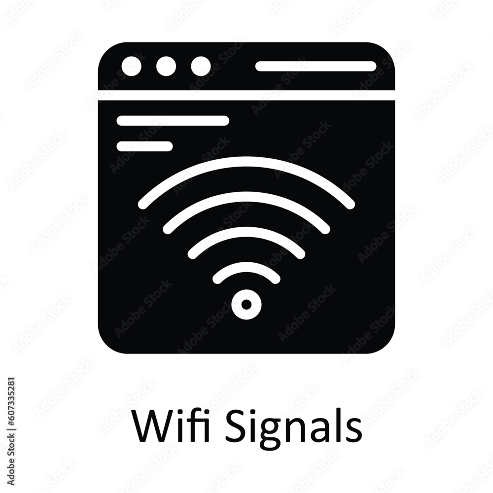 Poster wifi signals vector solid icon design illustration. seo and web symbol on white background eps 10 fi