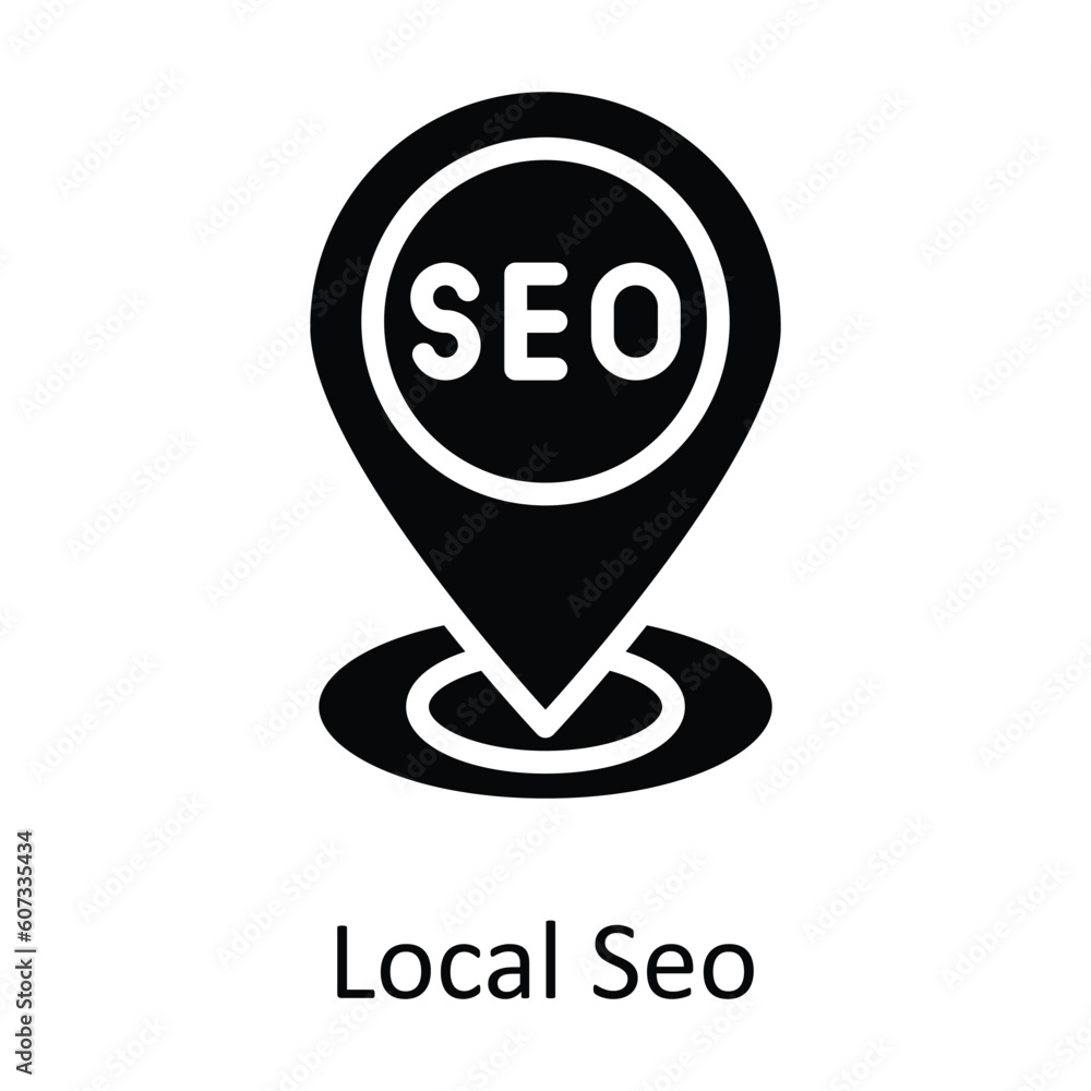 Poster local seo vector solid icon design illustration. seo and web symbol on white background eps 10 file