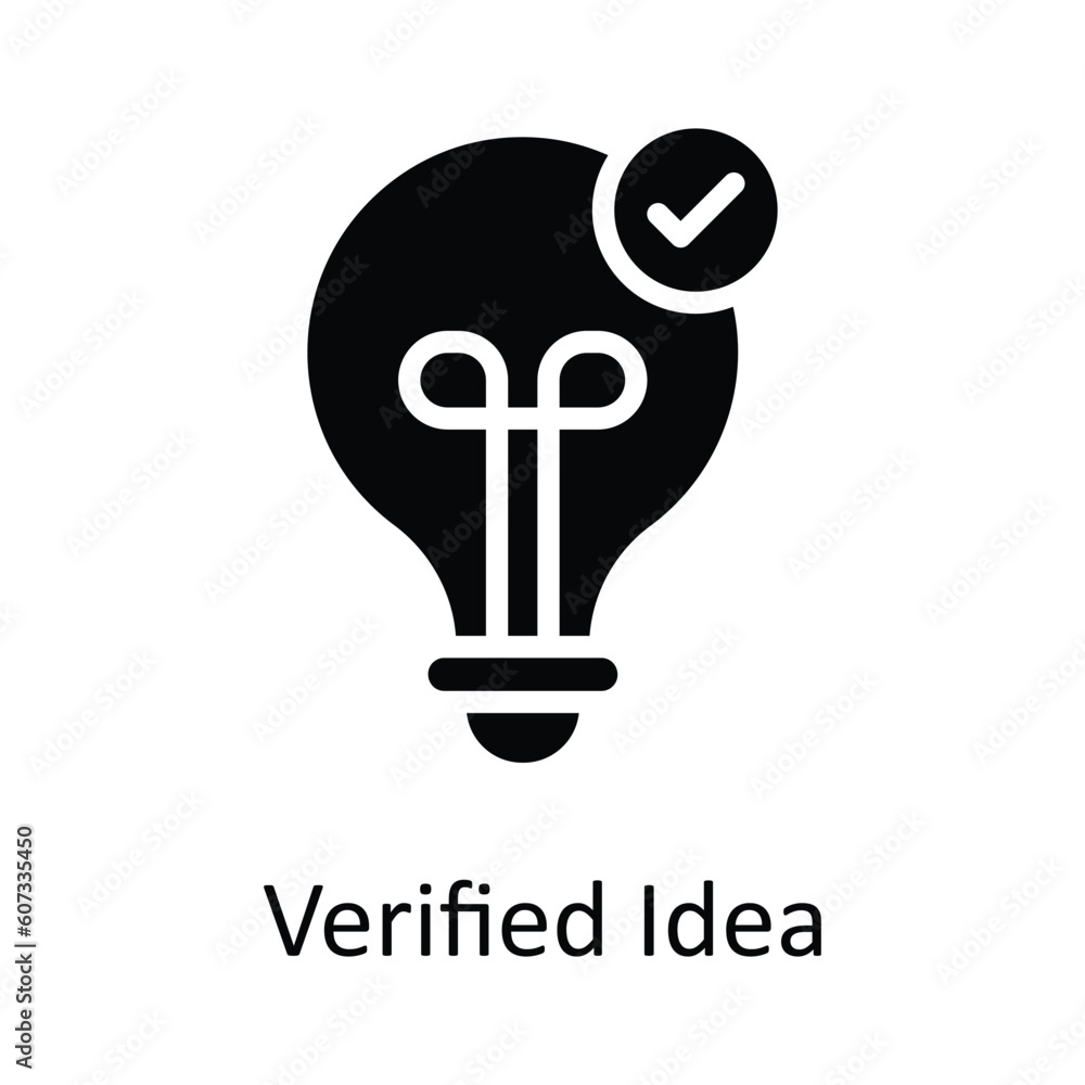 Poster verified idea vector solid icon design illustration. seo and web symbol on white background eps 10 f