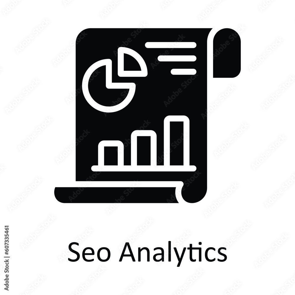 Aufkleber seo analytics vector solid icon design illustration. seo and web symbol on white background eps 10 f