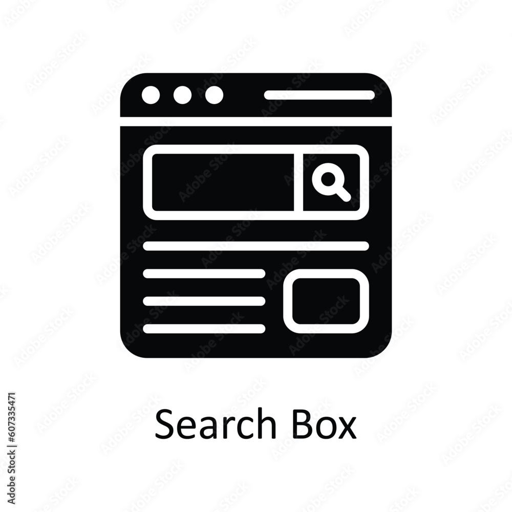 Poster search box vector solid icon design illustration. seo and web symbol on white background eps 10 file
