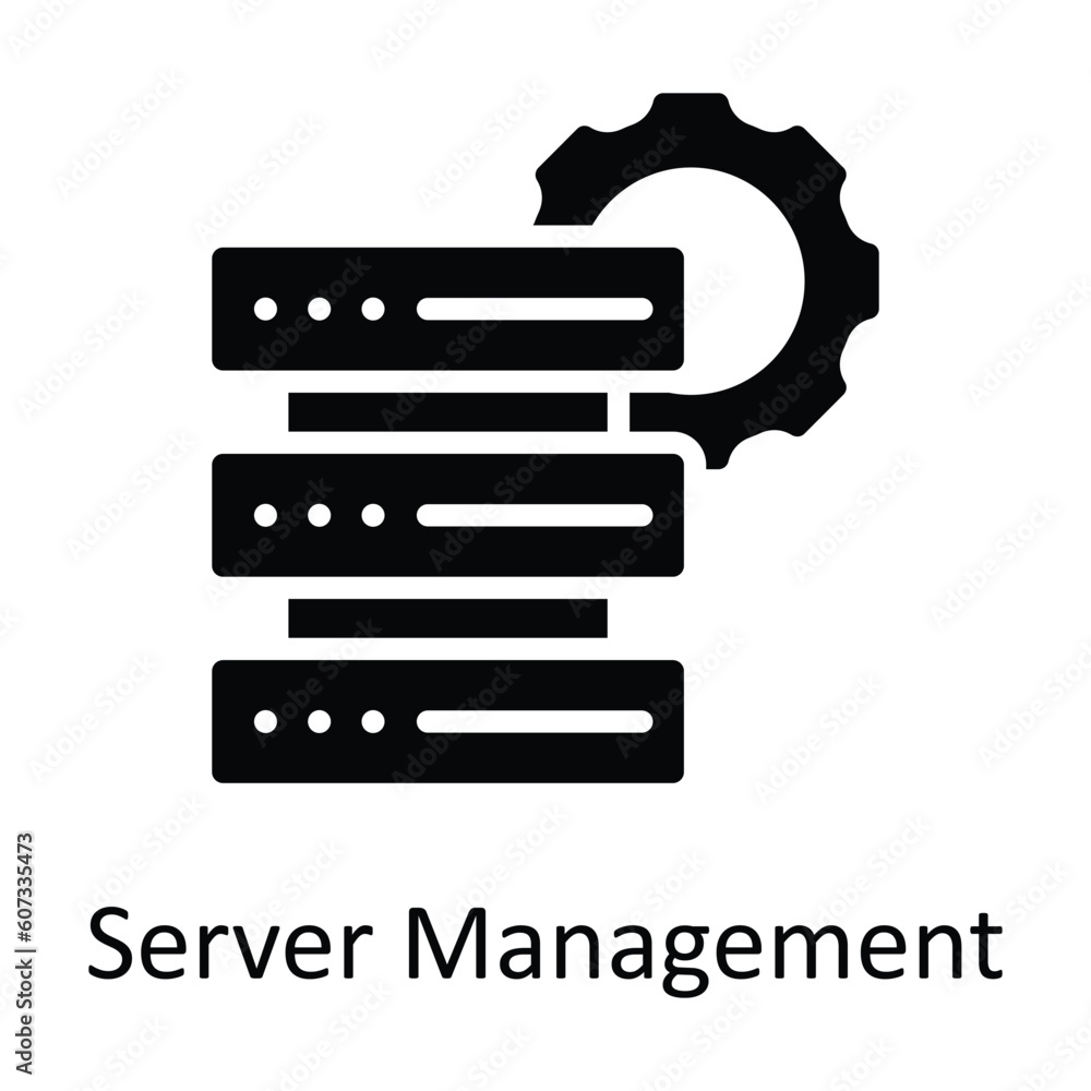 Poster server management vector solid icon design illustration. seo and web symbol on white background eps 