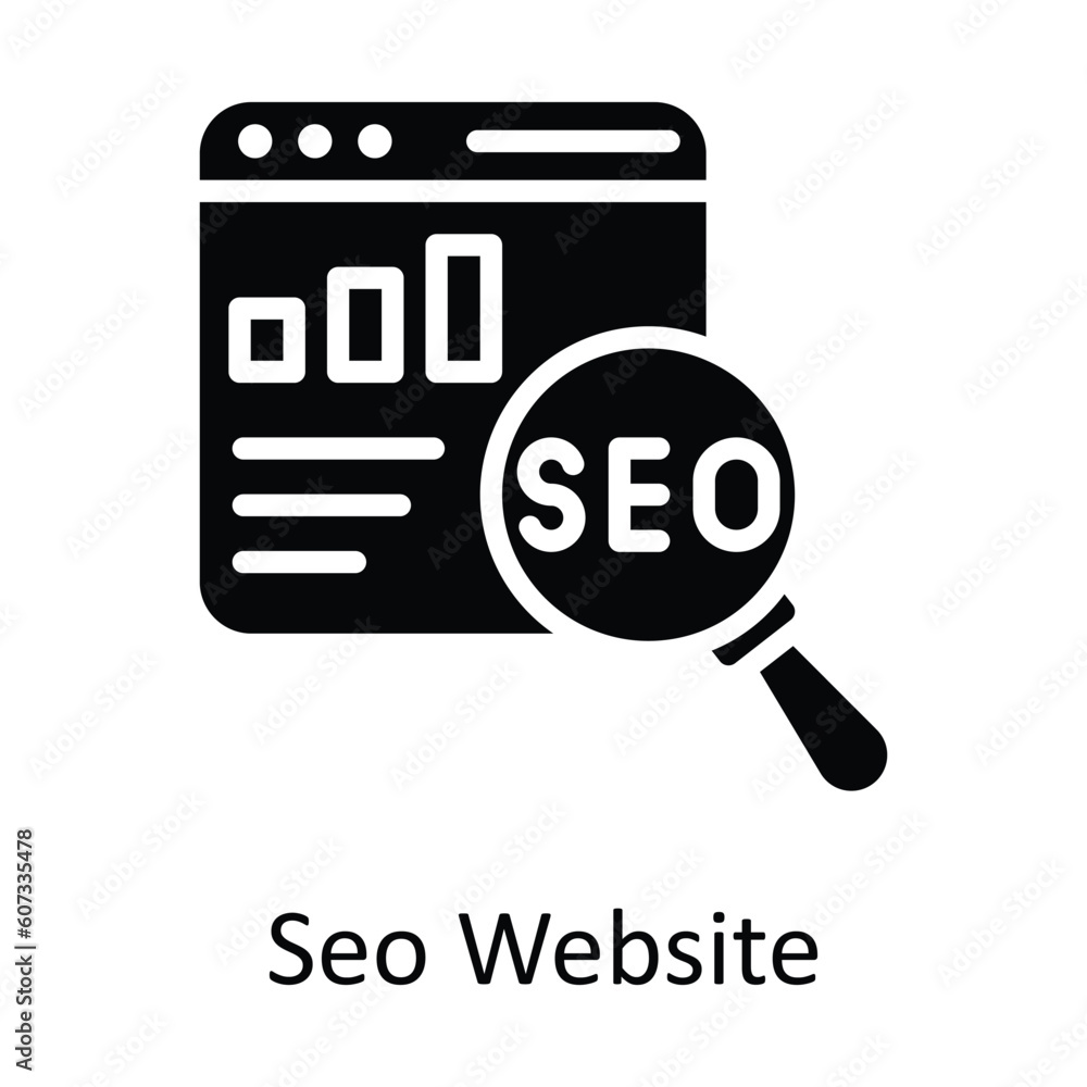 Poster seo website vector solid icon design illustration. seo and web symbol on white background eps 10 fil