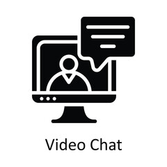Video Chat Vector Solid Icon Design illustration. Seo and web Symbol on White background EPS 10 File