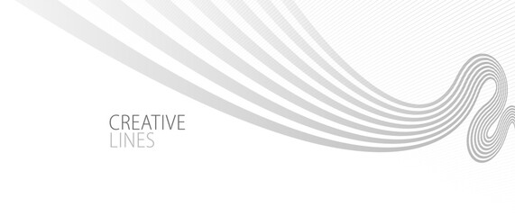Wave lines in 3D perspective vector abstract background with smooth gradient of light grey and white monochrome colors, easy relaxing motion.