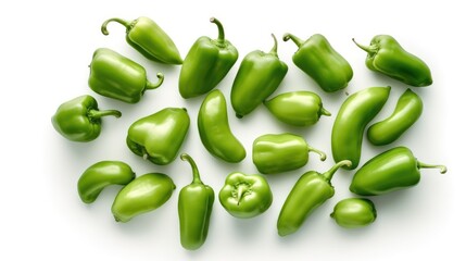 Green Peppers with white background top view Created With Generative AI Technology