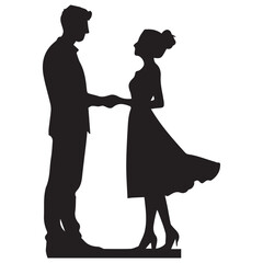 A romantic Couple Vector Face to face silhouette.