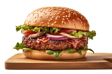 Meat Burger, Generative AI - obrazy, fototapety, plakaty