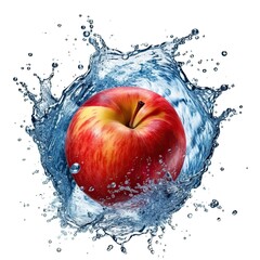 Apples fresh fruit in water splash isolated on white background. Generative AI