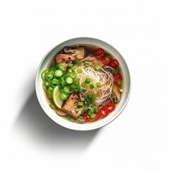 Pho dish isolated on white background. Generative AI