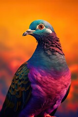 Pigeon in nature at twilight. Generative AI