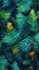 Naklejka na ściany i meble Background of Christmas tree branches. Generative AI