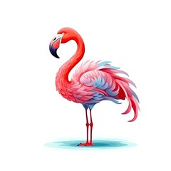 Flamingo cute character illustration. Generative AI