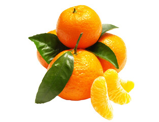 Tangerines with leaves isolated