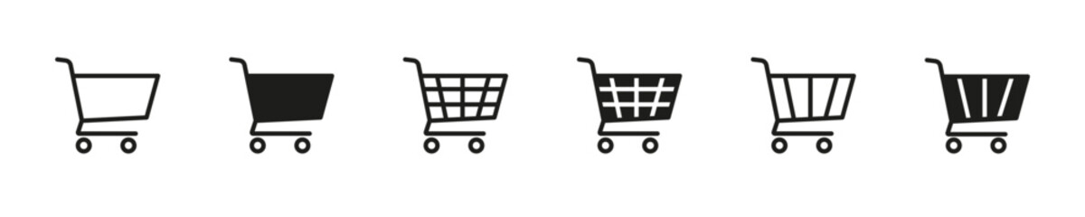 Shopping cart icon vector set. Shopping trolley in outline. Internet shop symbol. Web store shopping cart.  Vector illustration.  © Pavlo