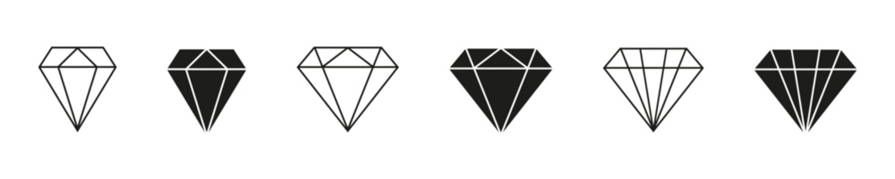 Diamond vector icon. Royal diamond icons collection set. Linear outline sign. Vector illustration EPS 10