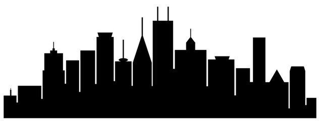 Naklejka premium The landscape of buildings is silhouetted on white background.