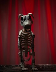 Spooky skeleton dog decorated in Halloween