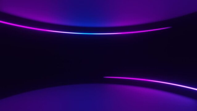 Purple and blue moving curve neon lines loop animation background