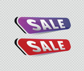 Vector illustration of two sale signs with the SALE text against a transparent background