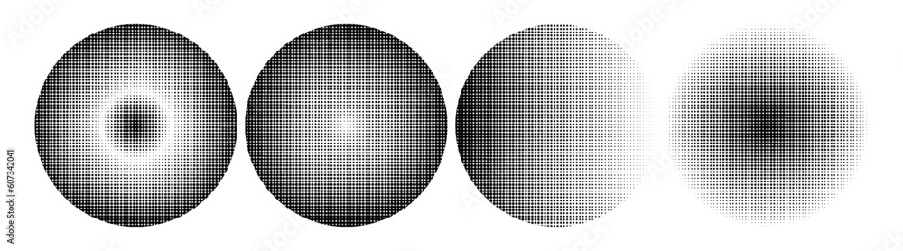 Poster Abstract halftone dots vector background circle texture set