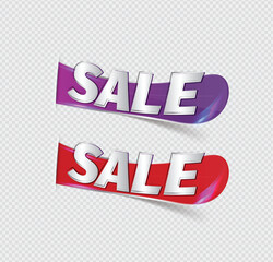 Vector illustration of a silver sale signs on a red and purple background