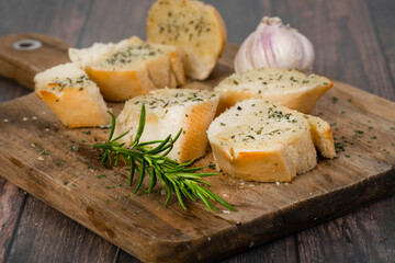 Homemade garlic bread and herb
