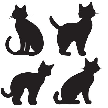 This is a Group of cat vector silhouette, cat silhouette.
