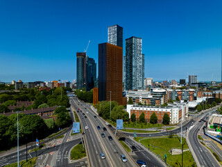 Skyscrapers and Highway in Manchester, England