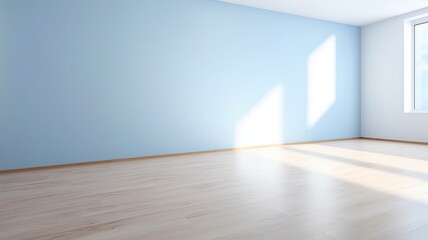 Light blue empty wall and smooth floor Generative AI