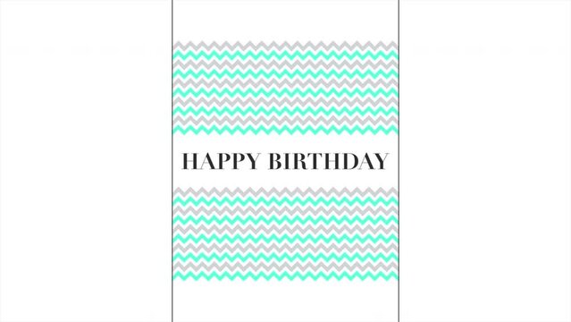 Happy Birthday with waves on fashion white gradient, motion holidays and promo style background