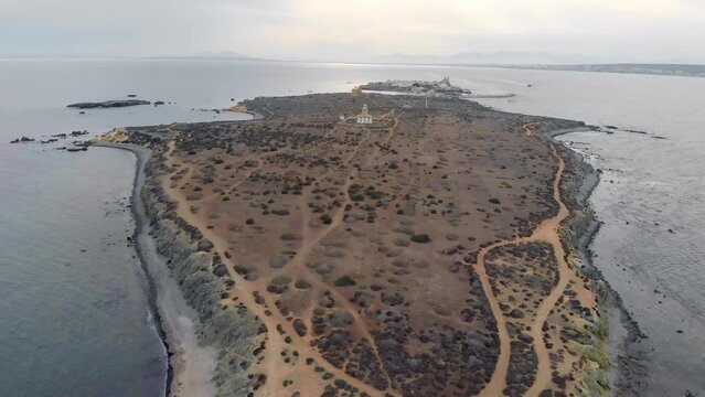 Video of a stunning aerial view of Tabarca Island in the crystal clear waters of Alicante, Spain