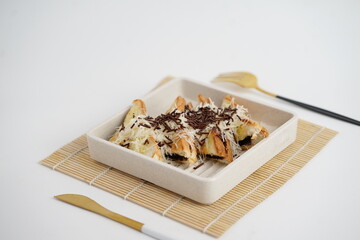 Roti Bakar or Toasted Bread with chocolate and chesee toping variant