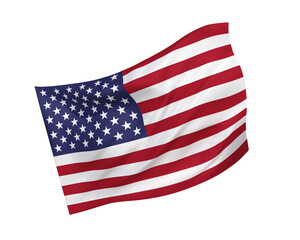 Obraz premium Simple 3D United States of America flag in the form of a wind-blown shape